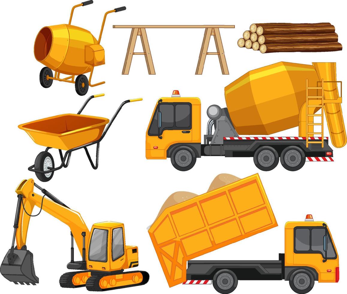 Set of construction site objects vector