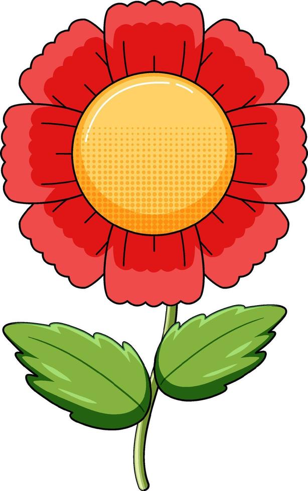 flor roja con hojas verdes vector