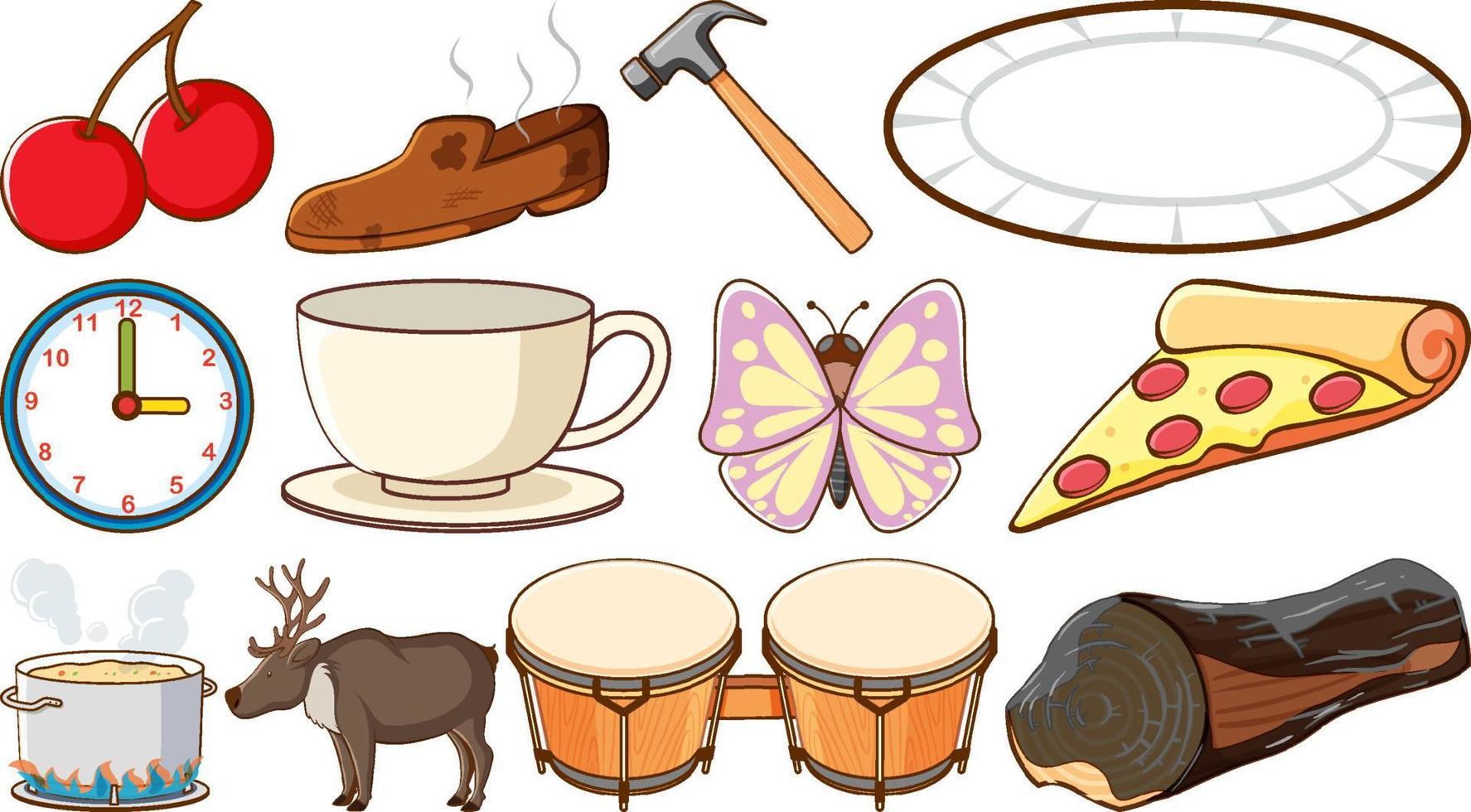 Different objects on white background vector