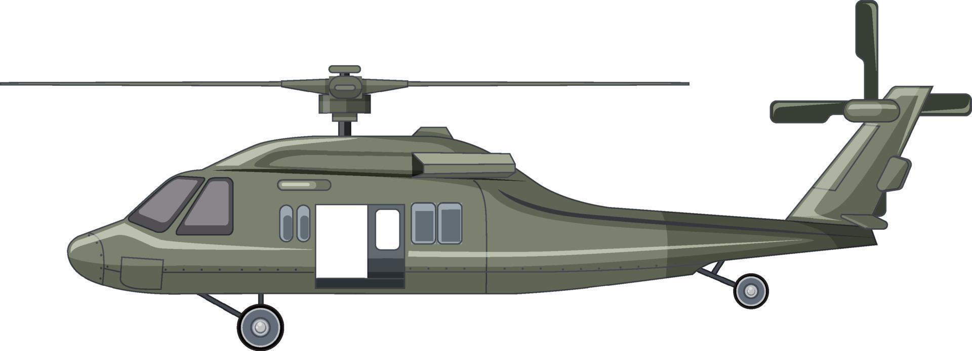 un helicóptero militar sobre fondo blanco vector