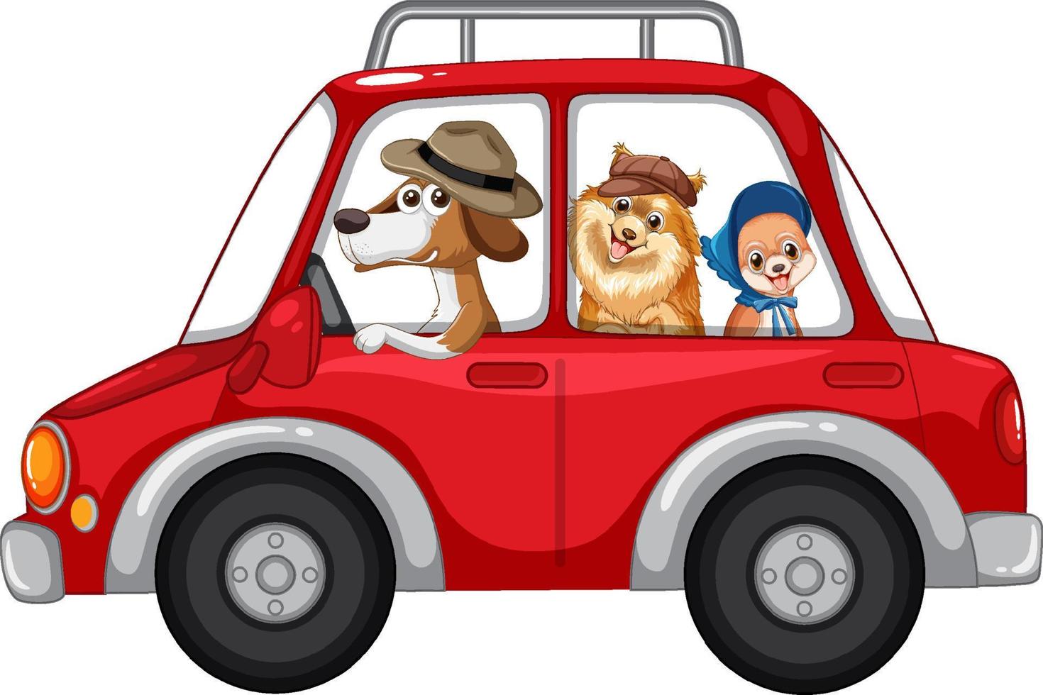 Dogs driving a car on white background 7498820 Vector Art at Vecteezy