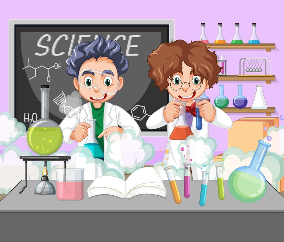 A scientist experiment in the lab vector