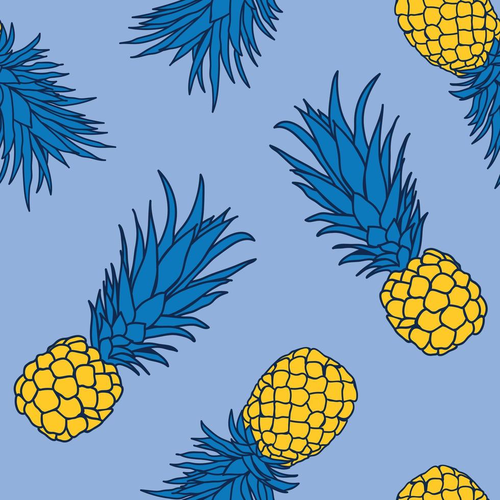 Fondo de patrón sin costura tropical de piña. papel de regalo de naturaleza tropical o diseño textil. hermoso estampado con frutas exóticas dibujadas a mano. vector