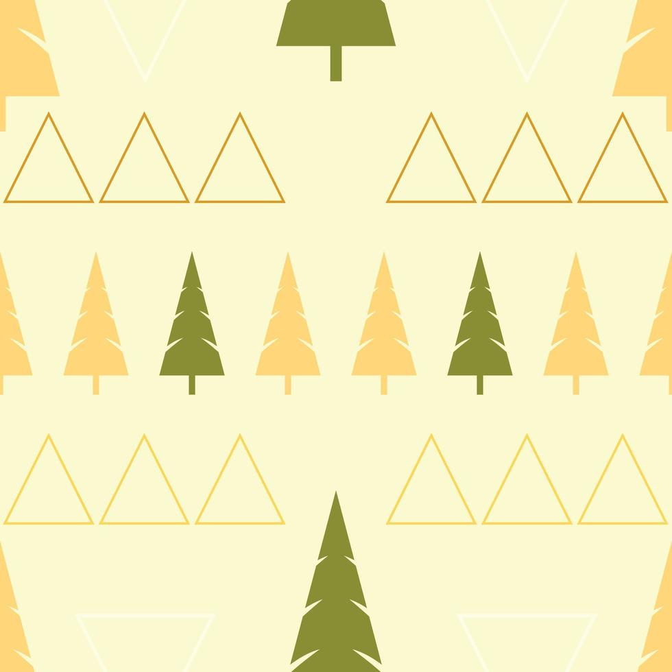 Pine trees ornament repeat pattern design. Hand-drawn background. Scandinavian pattern for wrapping paper or fabric. vector