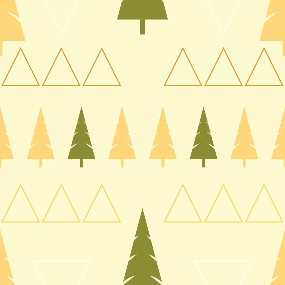 Pine trees ornament repeat pattern design. Hand-drawn background. Scandinavian pattern for wrapping paper or fabric. vector