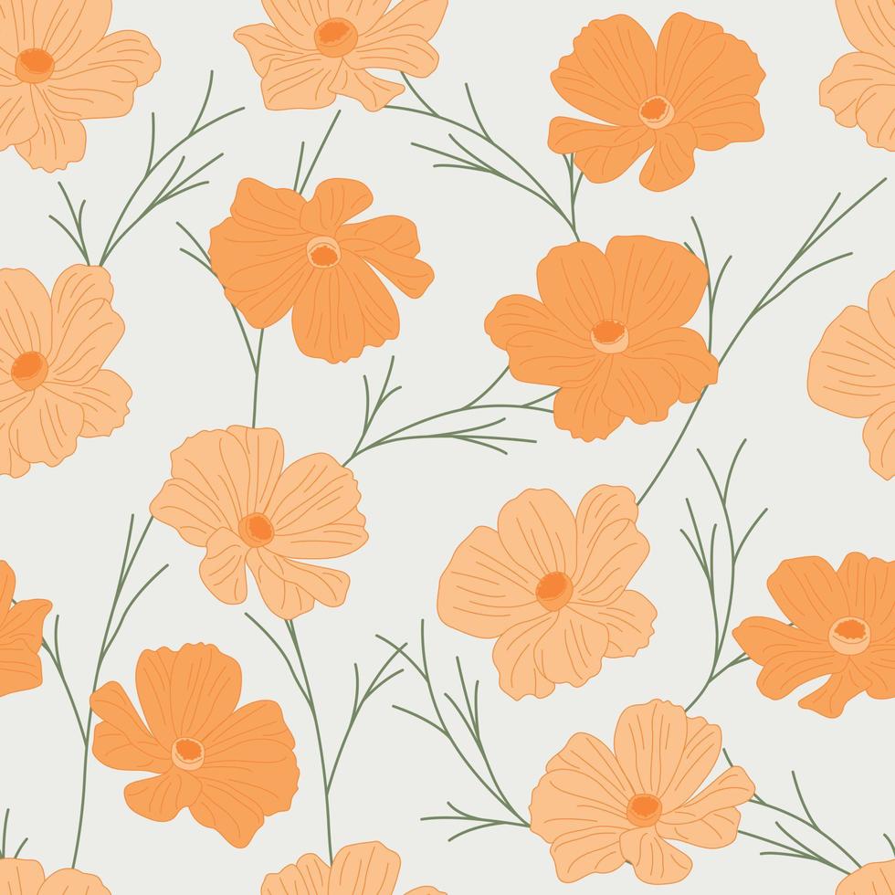 Modern tropical flowers seamless pattern design. Seamless pattern with spring flowers and leaves. Hand drawn background. floral pattern for wallpaper or fabric. Botanic Tile. vector