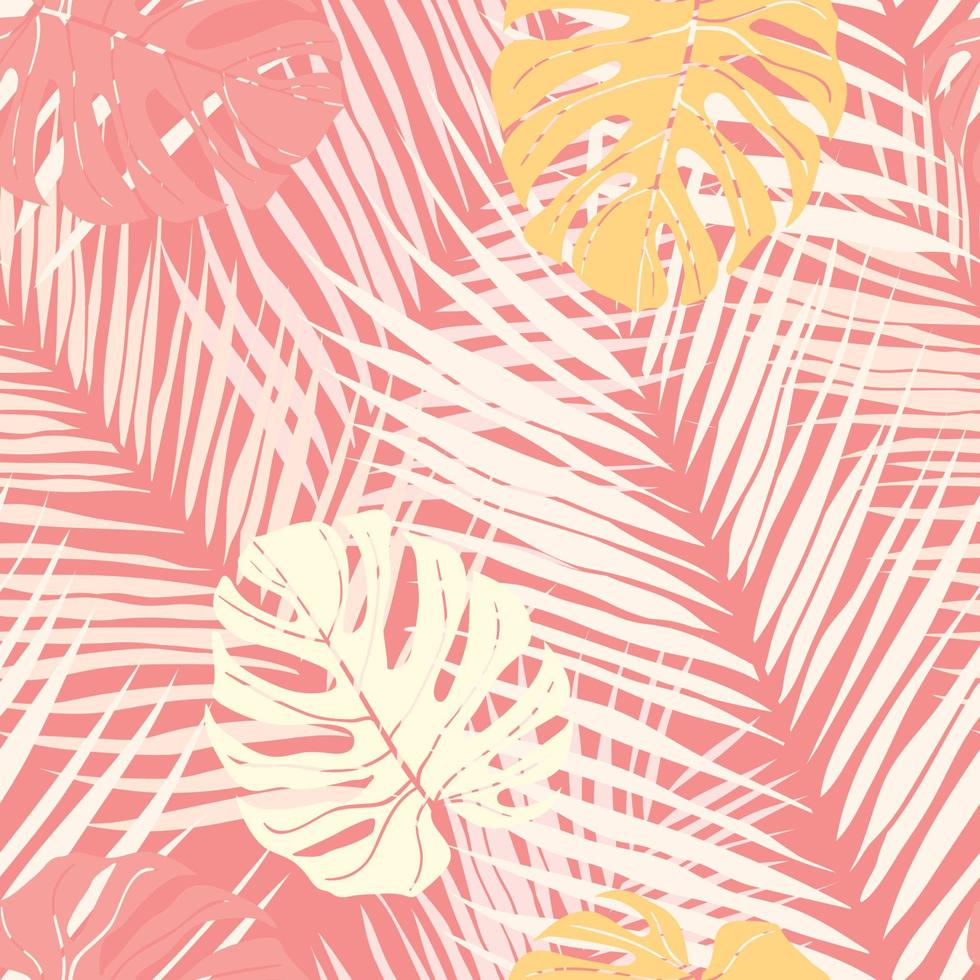 Beautiful tropical leaves branch  seamless pattern design. Tropical leaves, monstera leaf seamless floral pattern background. Trendy brazilian illustration. Spring summer design for fashion, prints vector