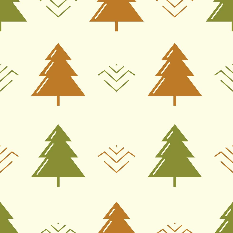 Pine trees ornament repeat pattern design. Hand-drawn background. Scandinavian pattern for wrapping paper or fabric. vector