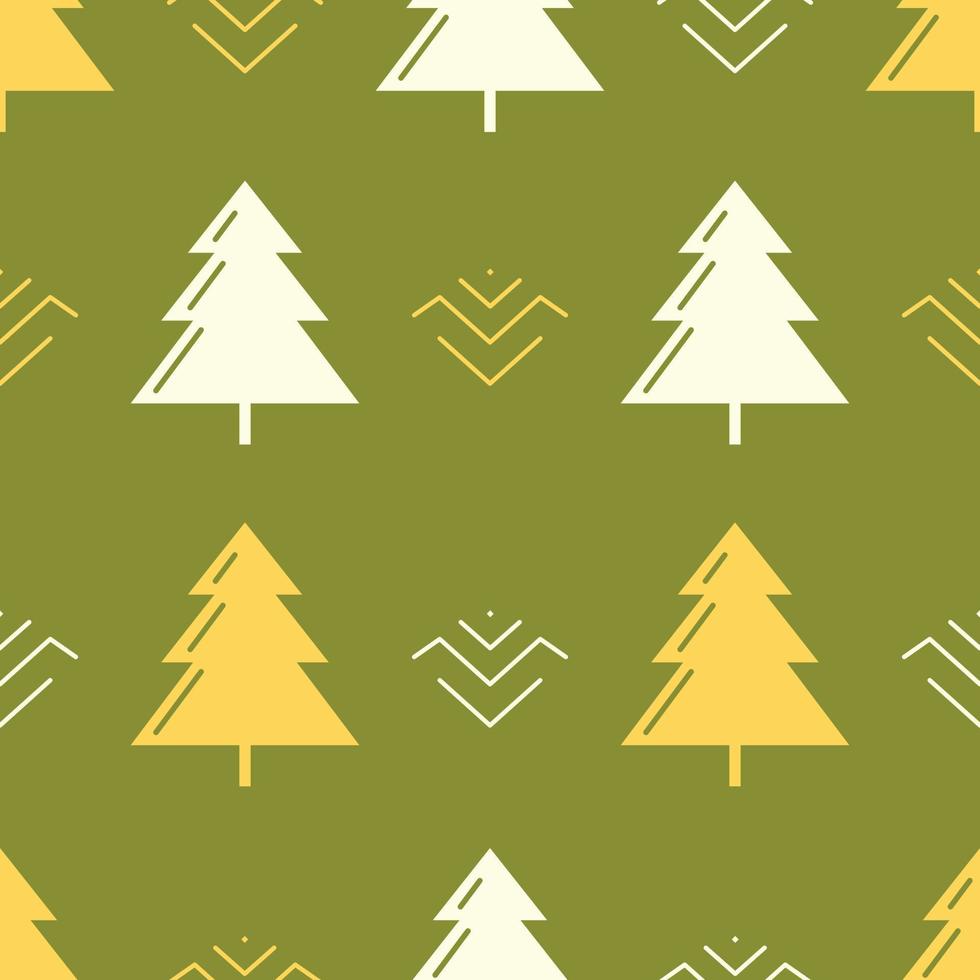 Pine trees ornament repeat pattern design. Hand-drawn background. Scandinavian pattern for wrapping paper or fabric. vector