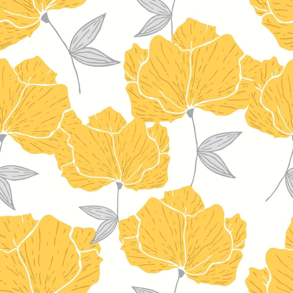 Seamless pattern with spring flowers and leaves. Hand drawn background. floral pattern for wallpaper or fabric. Botanic Tile. vector