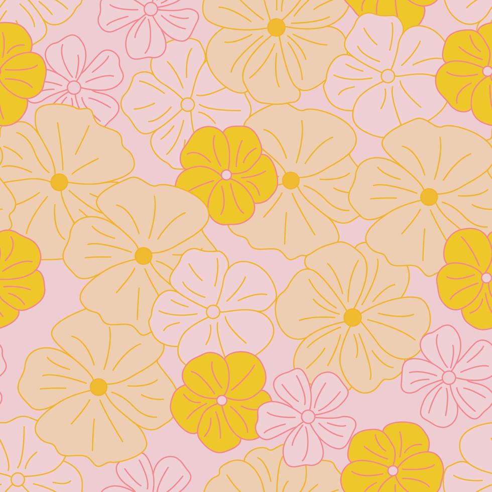 diseño de patrones sin fisuras de flores tropicales modernas. de patrones sin fisuras con flores y hojas de primavera. fondo dibujado a mano. patrón floral para papel tapiz o tela. azulejo botánico. vector