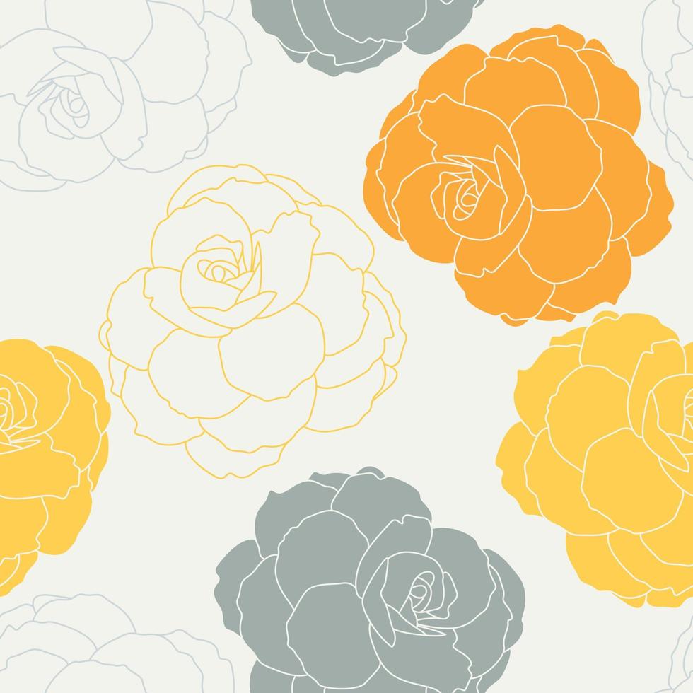 Modern tropical rose flowers seamless pattern design. Seamless pattern with spring flowers and leaves. Hand drawn background. floral pattern for wallpaper or fabric. Botanic Tile. vector