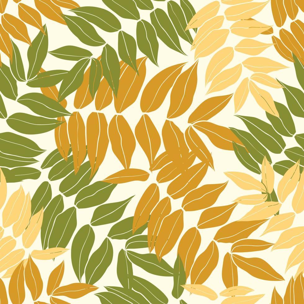 Beautifull leaves seamless pattern design. Vector hand-drawn blue leaves seamless pattern. Abstract trendy floral background. Pattern for wrapping paper or fabric.