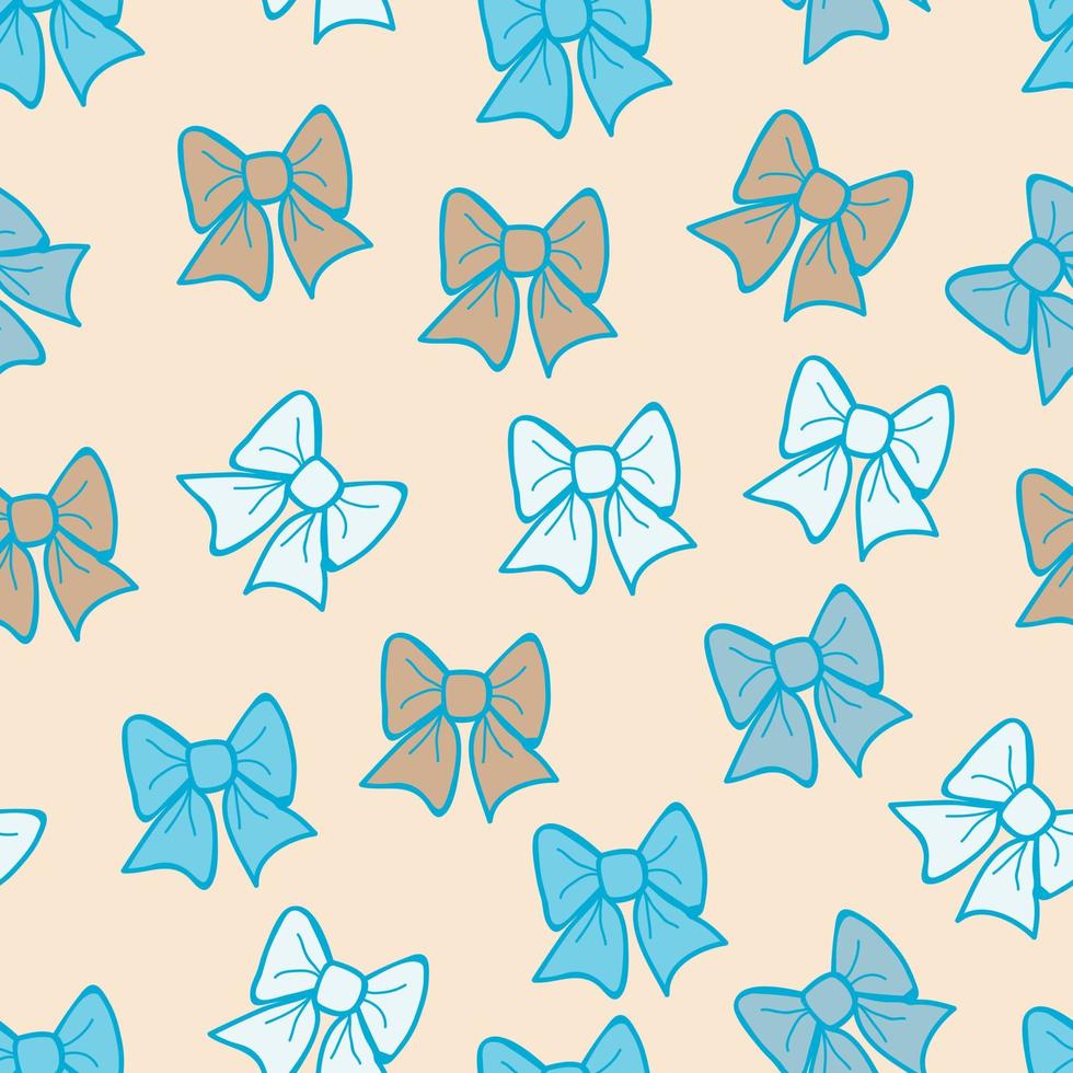 Little Bows repeat pattern design. Hand-drawn background. Holidays pattern for wrapping paper or fabric. vector