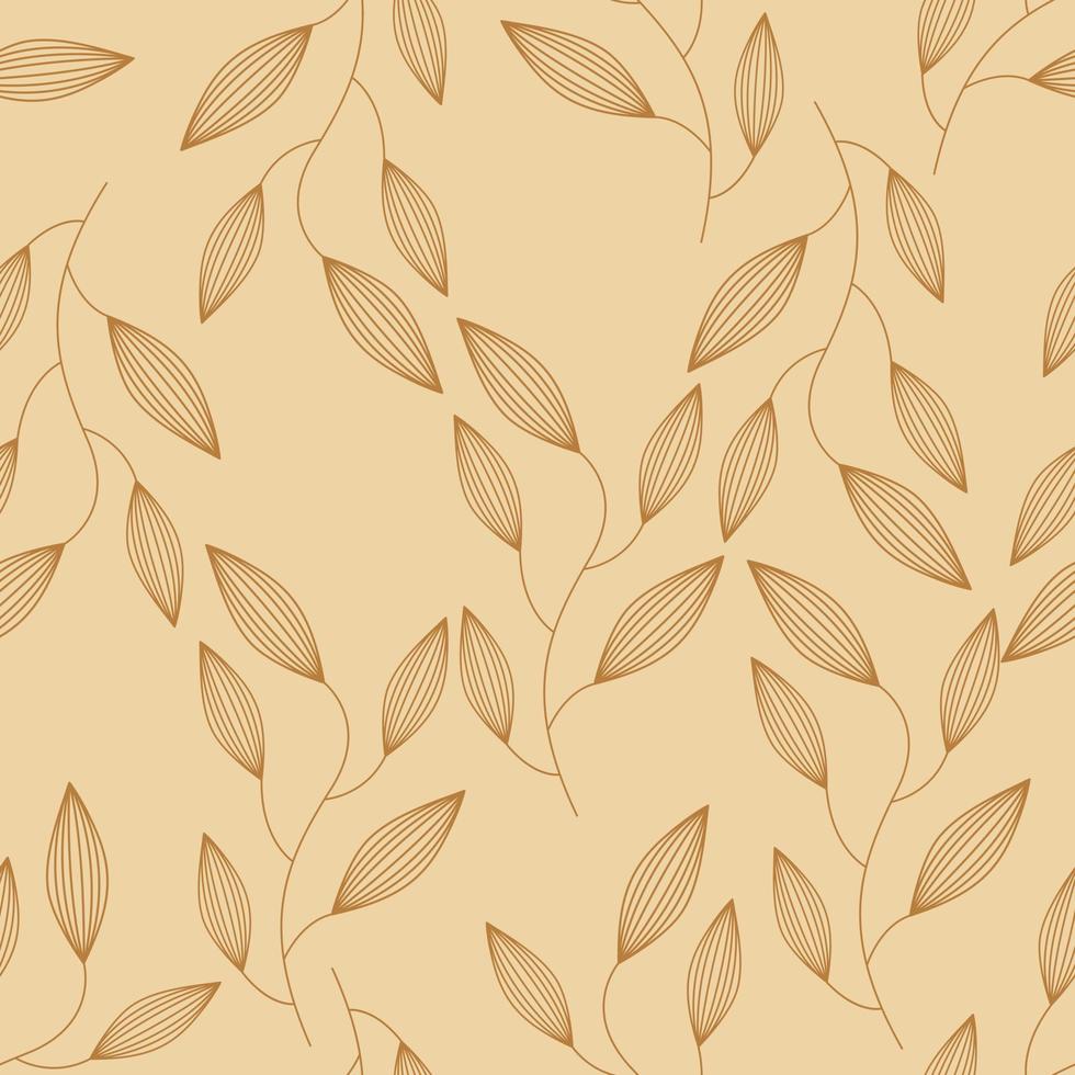 Seamless background in nature style. Vintage Pattern. Geometric ornament. Elements of leaves. Vector illustration. Use for wallpaper, print packaging paper, textiles.