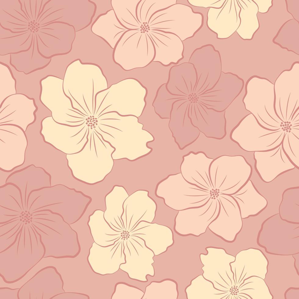 Modern tropical flowers seamless pattern design. Seamless pattern with spring flowers and leaves. Hand drawn background. floral pattern for wallpaper or fabric. Botanic Tile. vector