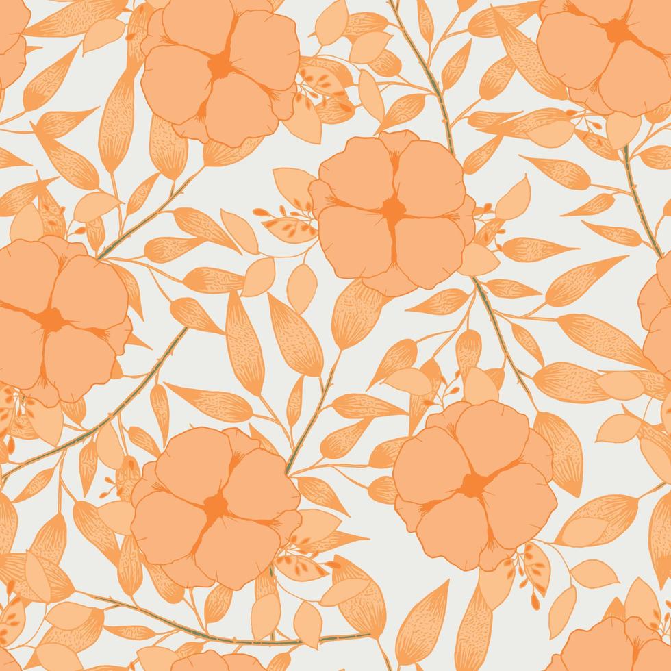 Modern tropical flowers seamless pattern design. Seamless pattern with spring flowers and leaves. Hand drawn background. floral pattern for wallpaper or fabric. Botanic Tile. vector