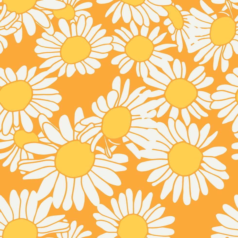 Modern chamomile flowers seamless pattern design. Seamless pattern with spring flowers and leaves. Hand drawn background. floral pattern for wallpaper or fabric. Botanic Tile. vector