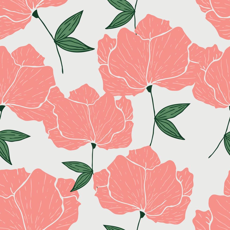 Seamless pattern with spring flowers and leaves. Hand drawn background. floral pattern for wallpaper or fabric. Botanic Tile. vector