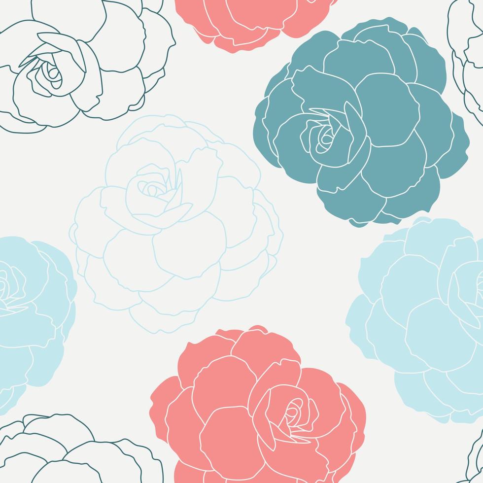 moderno diseño de patrones sin fisuras de flores de rosas tropicales. de patrones sin fisuras con flores y hojas de primavera. fondo dibujado a mano. patrón floral para papel tapiz o tela. azulejo botánico. vector