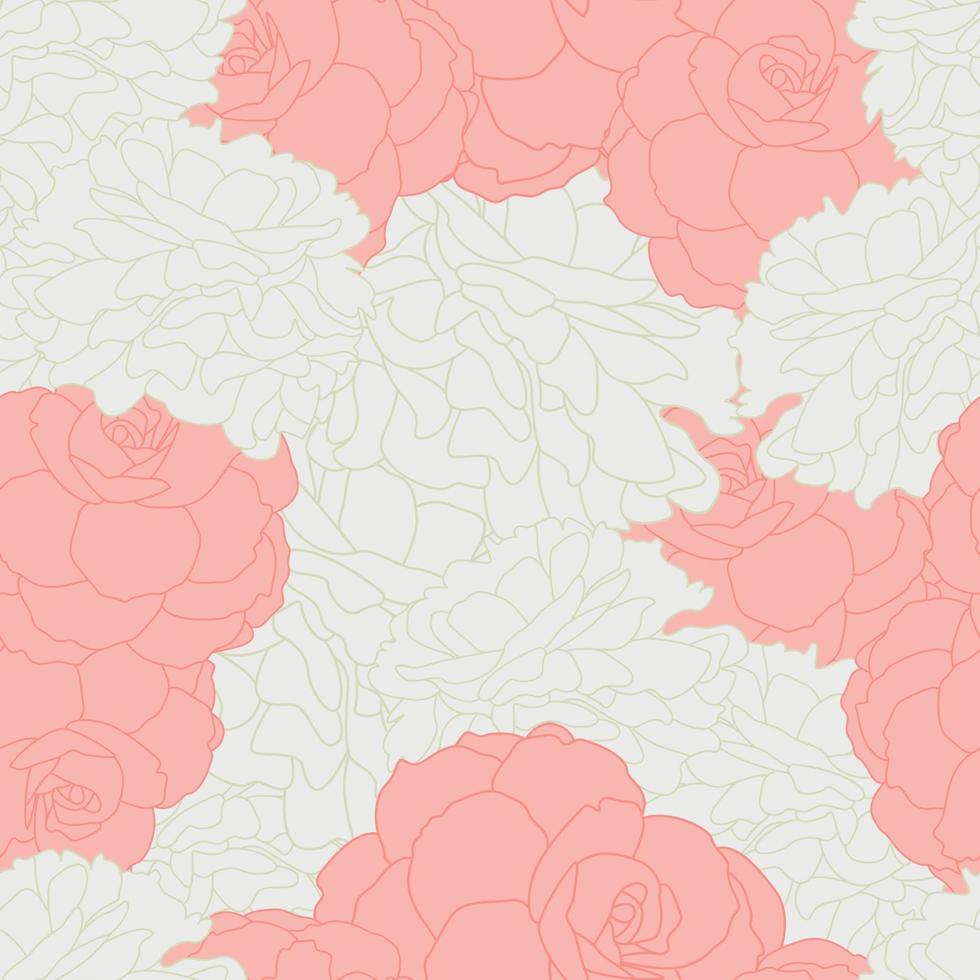 Modern tropical rose flowers seamless pattern design. Seamless pattern with spring flowers and leaves. Hand drawn background. floral pattern for wallpaper or fabric. Botanic Tile. vector