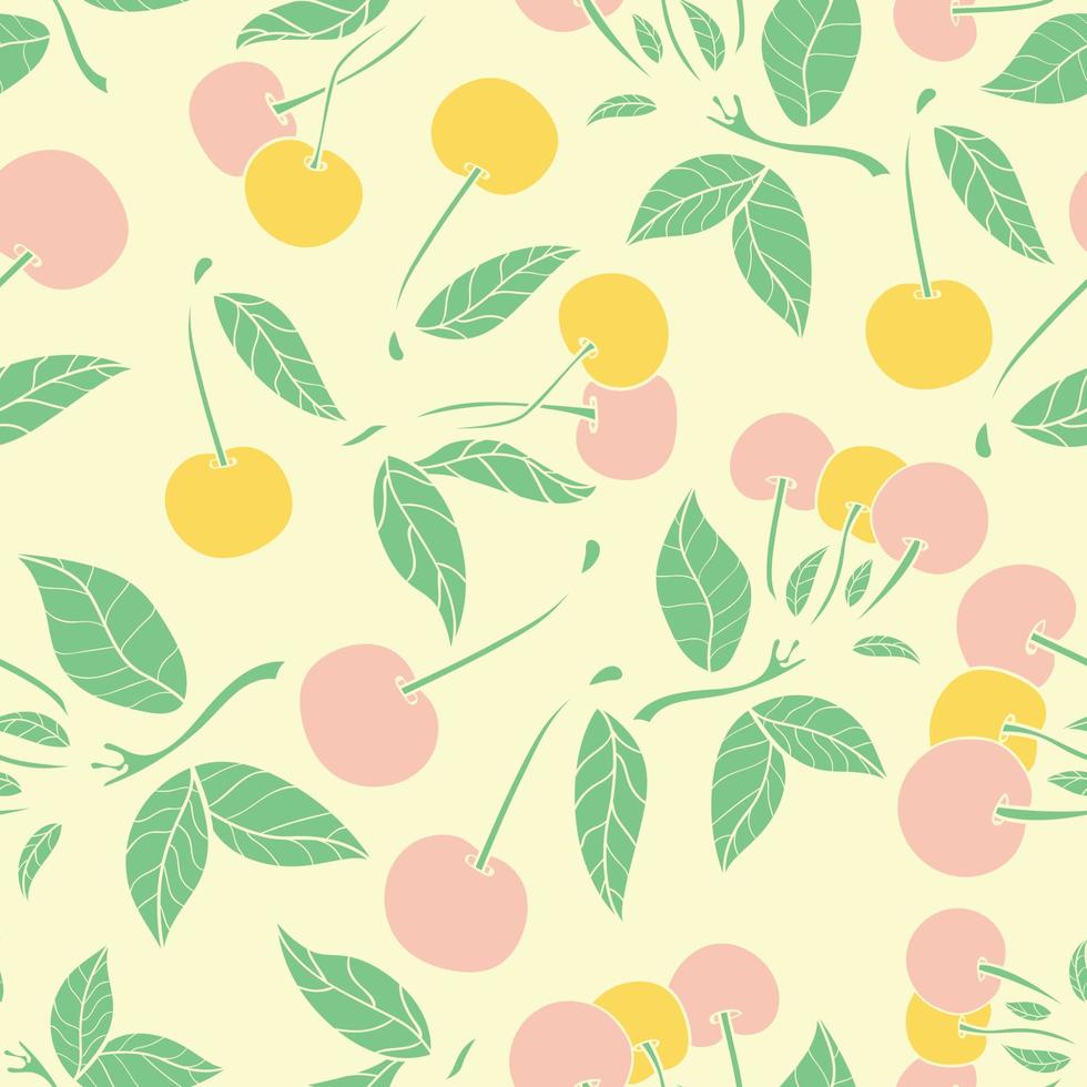 Cherry seamless pattern design. Beautifull tropical berries seamless pattern design. Tropical fruites and leaves seamless pattern background. vector