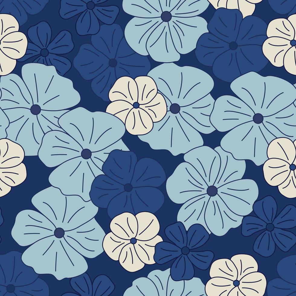 diseño de patrones sin fisuras de flores tropicales modernas. de patrones sin fisuras con flores y hojas de primavera. fondo dibujado a mano. patrón floral para papel tapiz o tela. azulejo botánico. vector