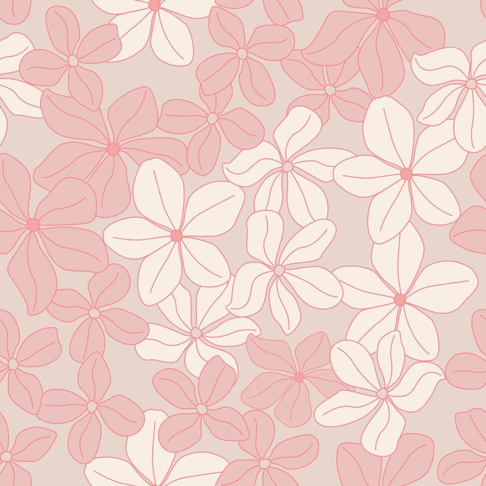 diseño de patrones sin fisuras de flores tropicales modernas. de patrones sin fisuras con flores y hojas de primavera. fondo dibujado a mano. patrón floral para papel tapiz o tela. azulejo botánico. vector