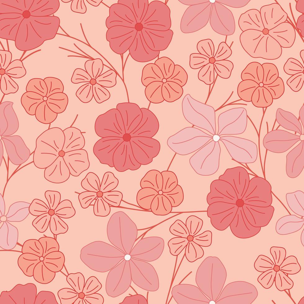 Modern tropical flowers seamless pattern design. Seamless pattern with spring flowers and leaves. Hand drawn background. floral pattern for wallpaper or fabric. Botanic Tile. vector