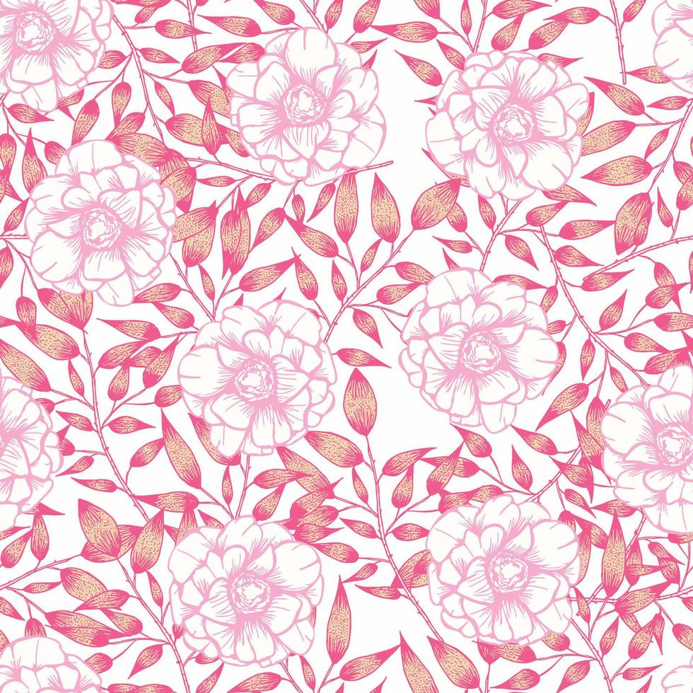 Modern tropical flowers seamless pattern design. Seamless pattern with spring flowers and leaves. Hand drawn background. floral pattern for wallpaper or fabric. Botanic Tile. vector