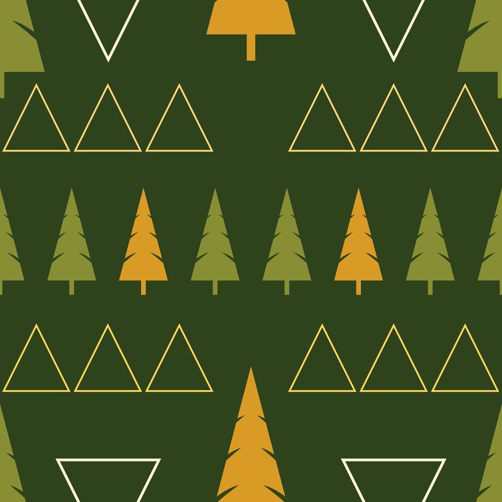 Pine trees ornament repeat pattern design. Hand-drawn background. Scandinavian pattern for wrapping paper or fabric. vector
