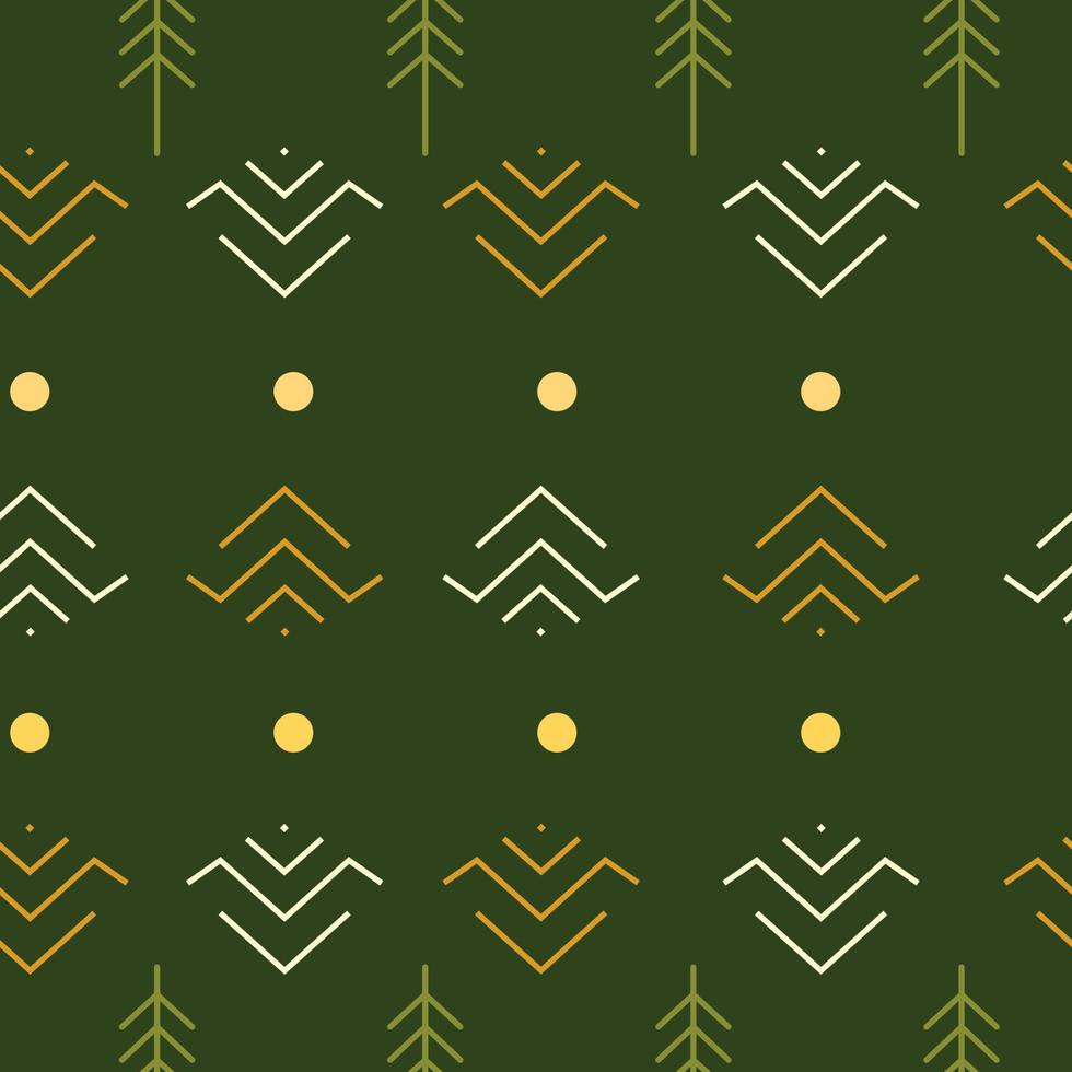 Pine trees ornament repeat pattern design. Hand-drawn background. Scandinavian pattern for wrapping paper or fabric. vector