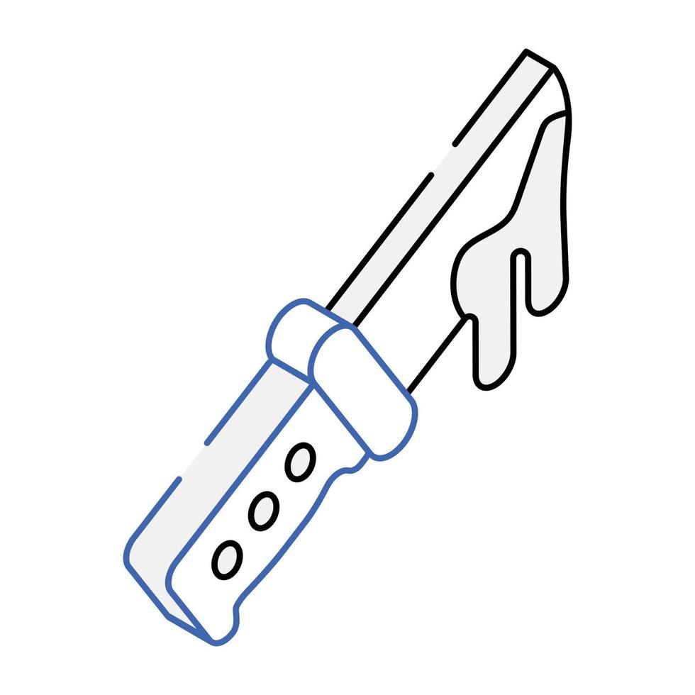 A horror isometric icon of bloody knife vector