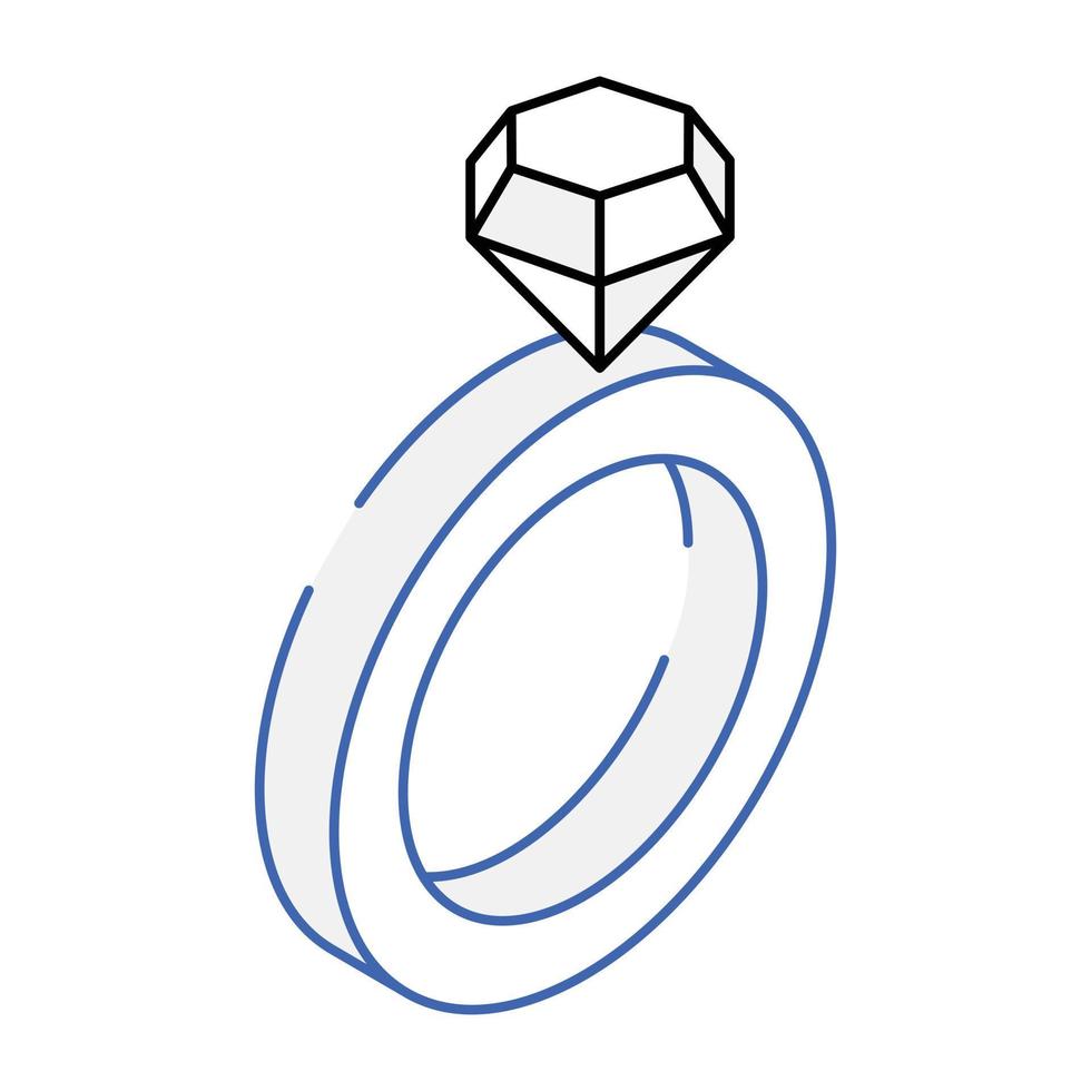 A well-designed isometric icon of diamond ring vector