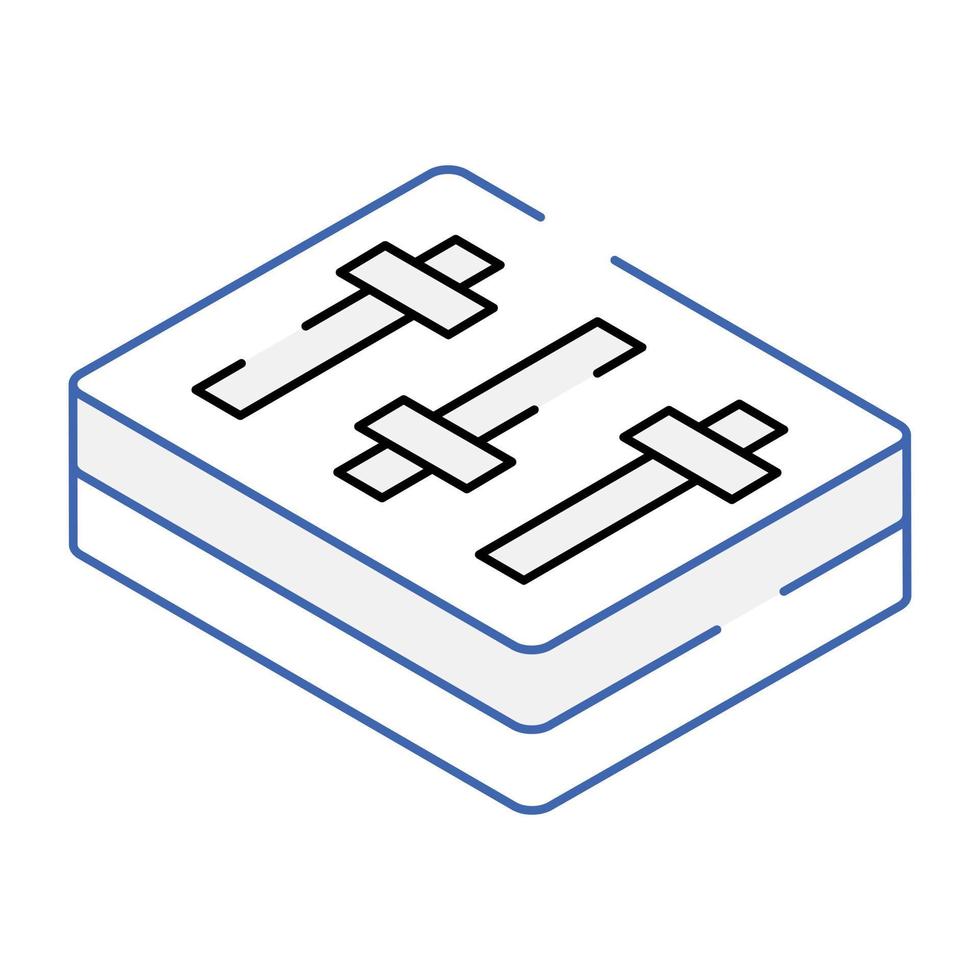 An outline isometric icon of equalizer vector
