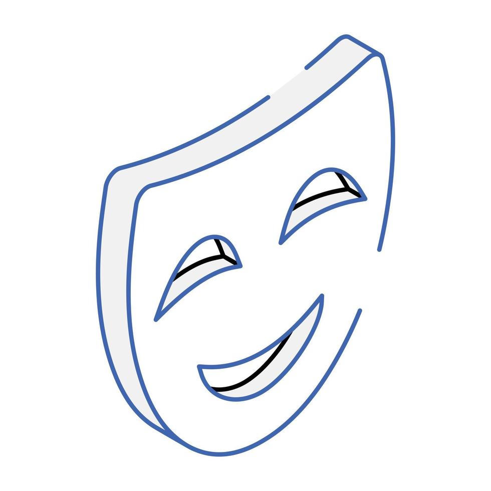An isometric icon of theater mask vector
