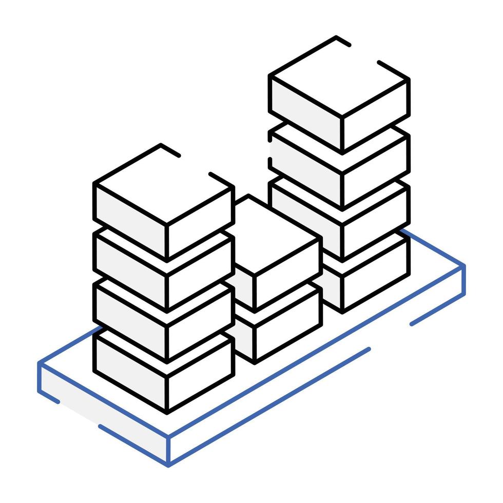 Creatively designed isometric icon of volume bars vector