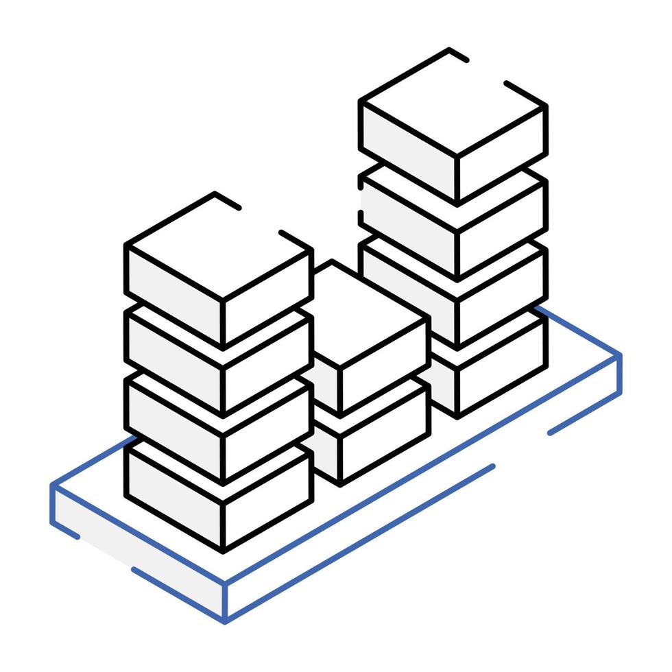 icono isométrico de barras de volumen diseñado creativamente vector