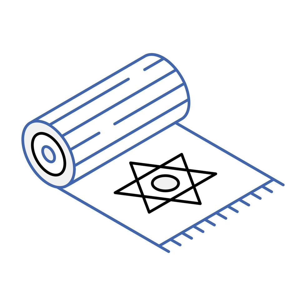 An isometric icon of magic scroll vector