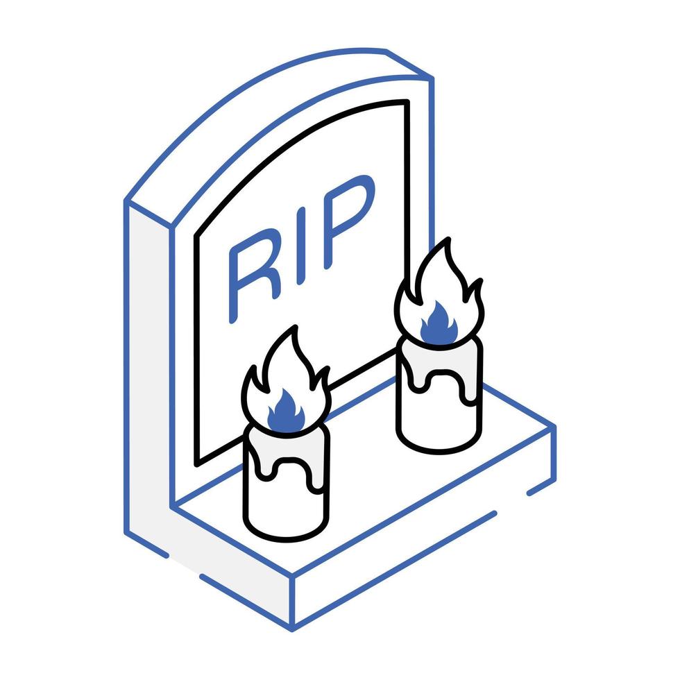 An outline isometric icon of RIP vector