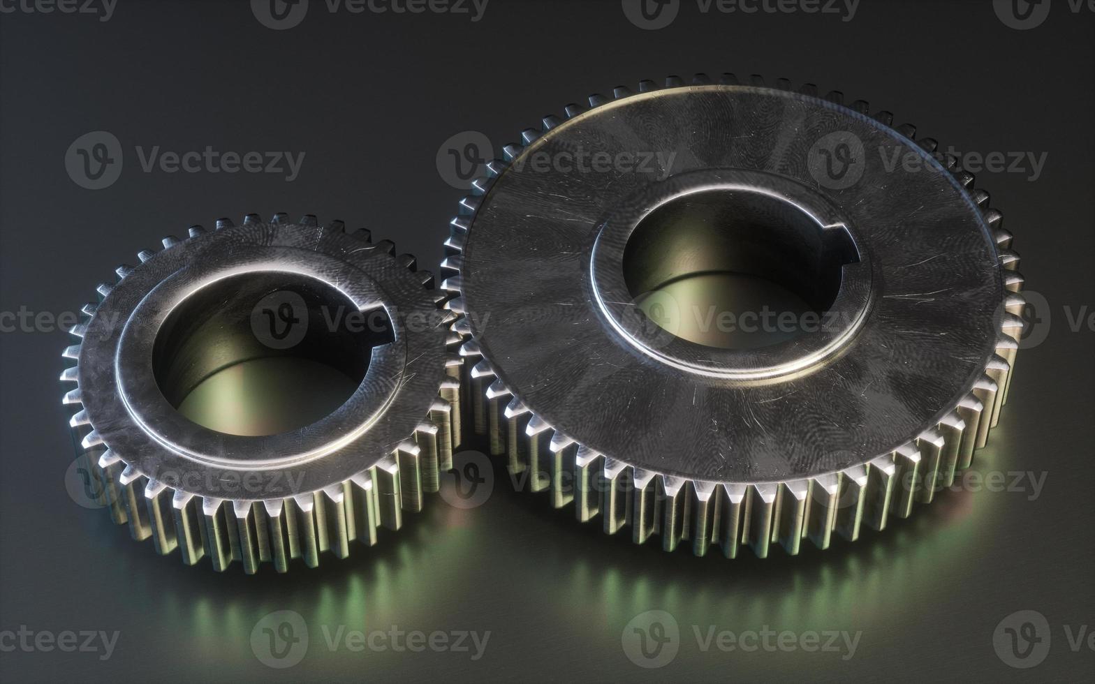 Metallic gear symbol on a white background. 3d gear mechanism. photo