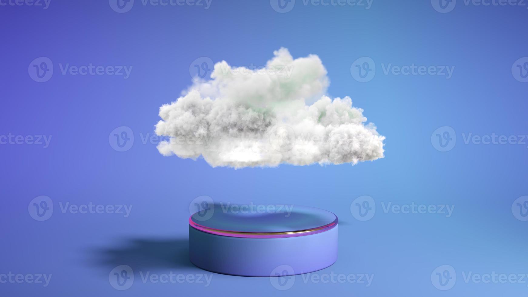 Blue podium with cloud on blue background. Product display stand. Insert your product. Father's Day. 3d rendering. photo
