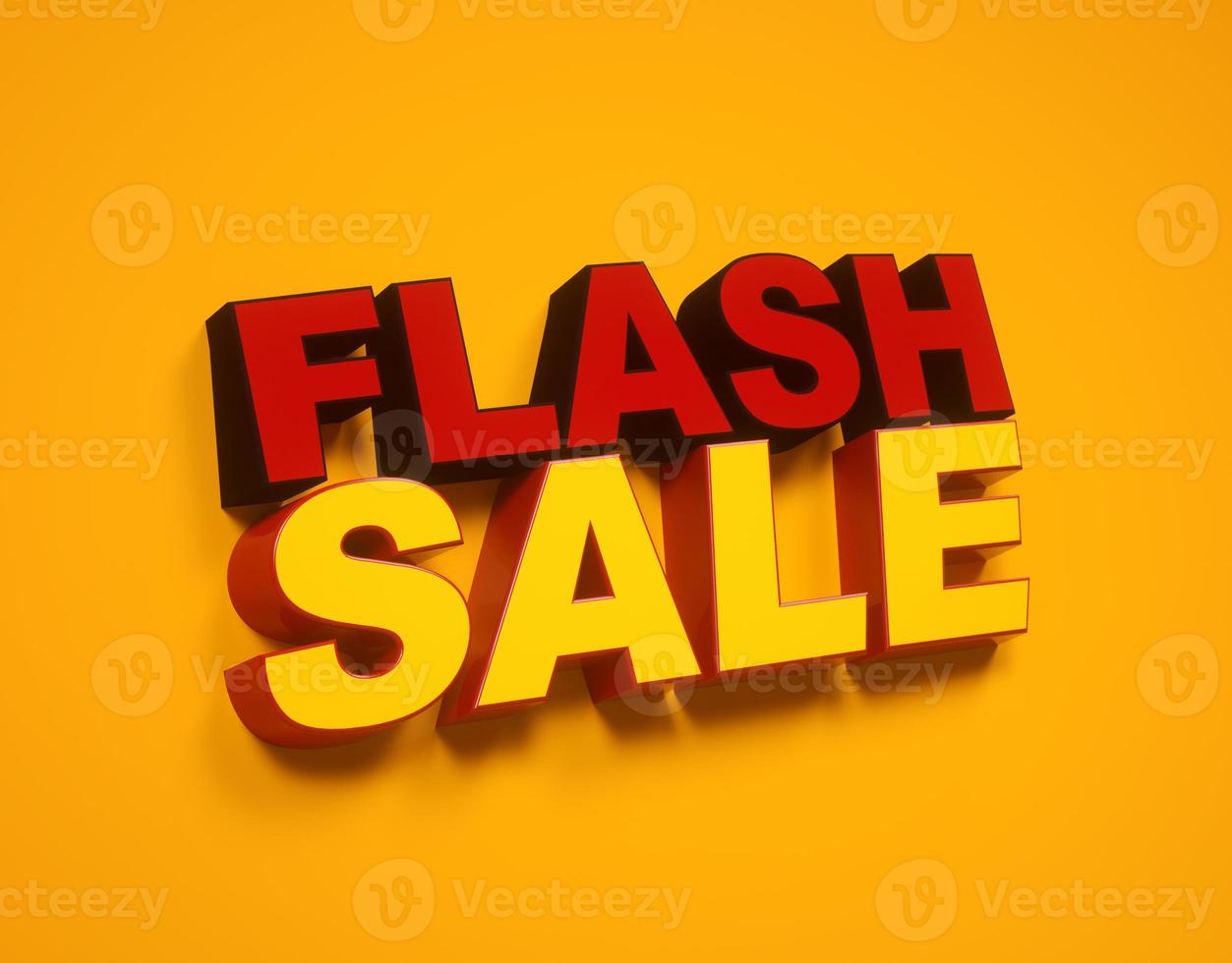 Flash sale logo, Flash Sale Banner, Discount 50, red yellow banner, sale market label, special offer. 3d Rendering. photo