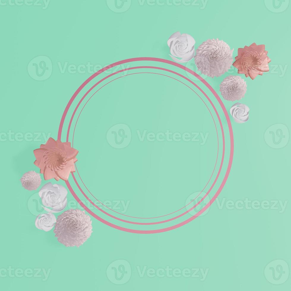 Floral frames. Floral wreath. Unique decoration for greeting card, wedding invitation, save the date. Space for your text. 3d. photo