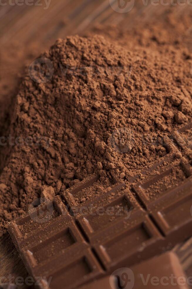 Chocolate sweet, cocoa pod and food dessert background photo