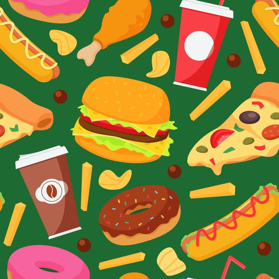 Junk Food Seamless Pattern vector