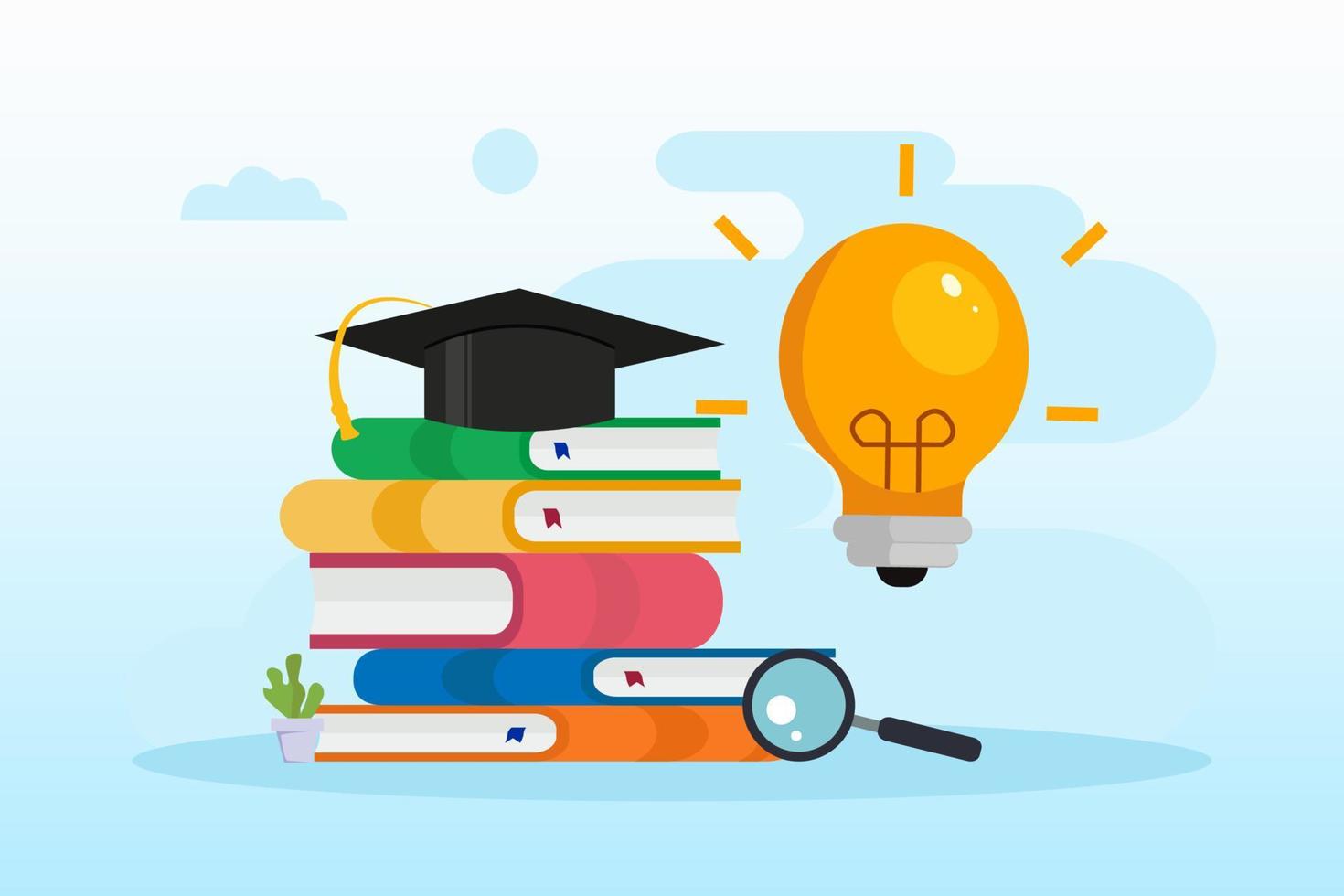 Graduate achievement university, learning education Vector Illustration. Flat vector template