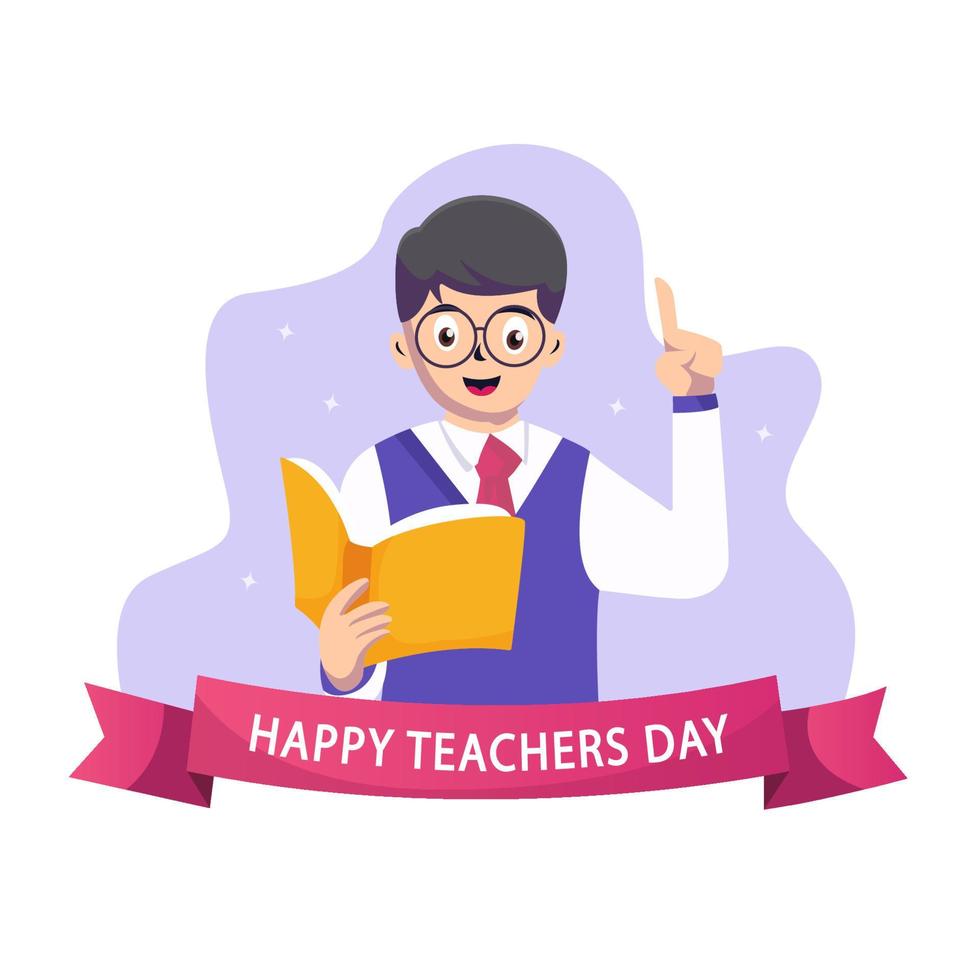 happy teacher's day, education concept. Flat vector template Style Suitable for Web Landing Page.