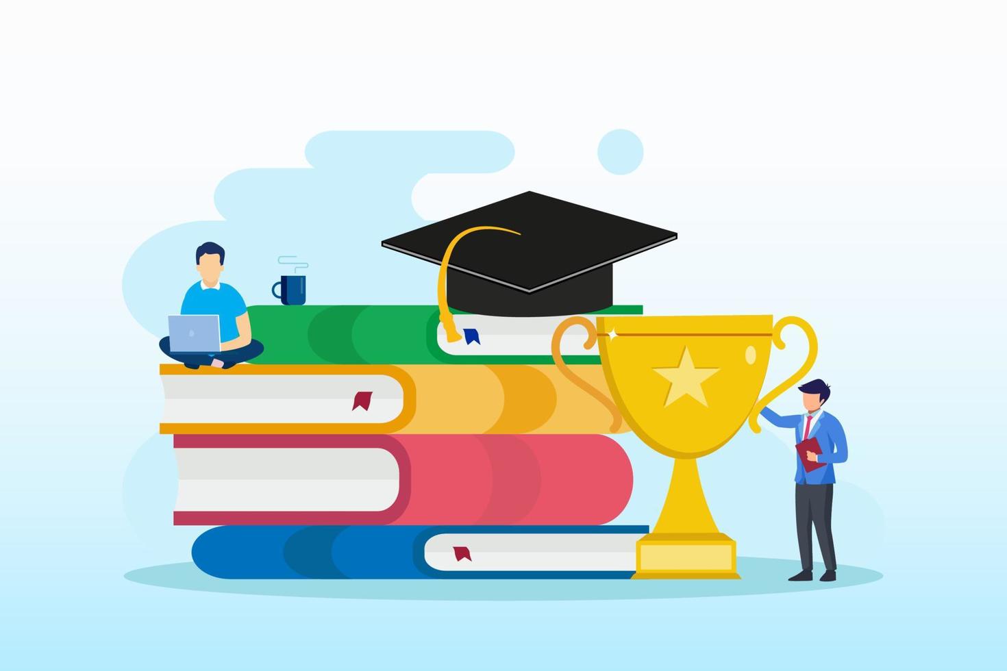 Graduate achievement university, learning education Vector Illustration. Flat vector template