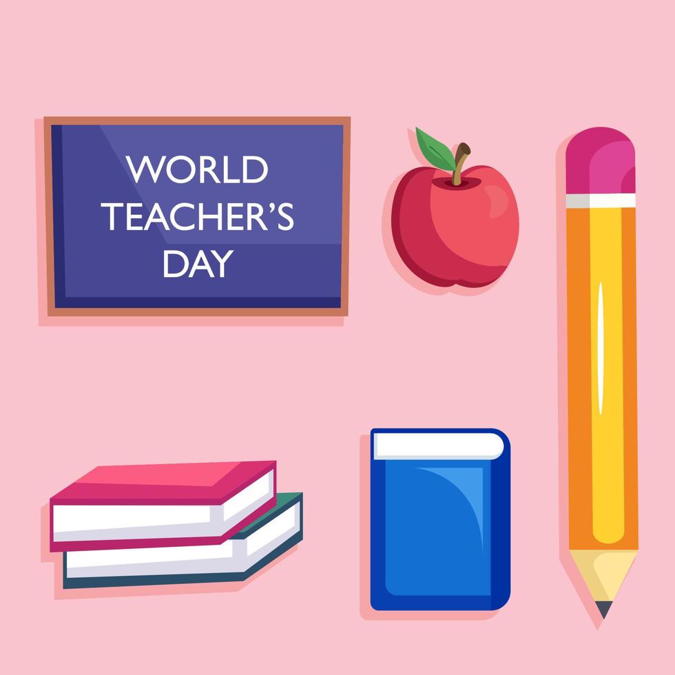 world teachers day icon set. Flat vector template Style Suitable for Web Landing Page.